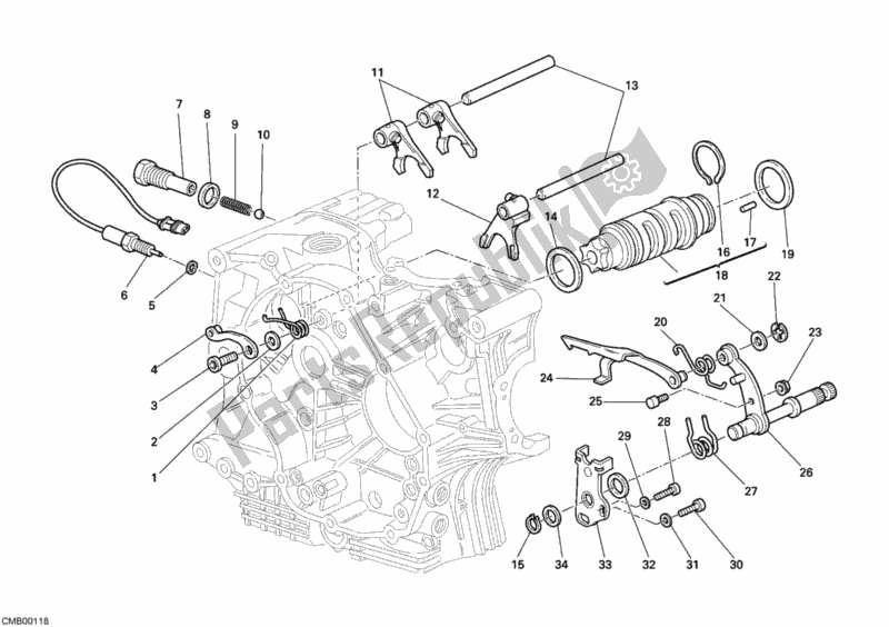 All parts for the Gear Change Mechanism of the Ducati Sportclassic GT 1000 USA 2007